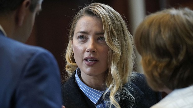 Amber Heard, seen here on May 4, is set to resume her testimony in the $50 million defamation case with ex-husband Johnny Depp on Monday, following a week-long break in proceedings.
Mandatory Credit:	Elizabeth Frantz/Pool/AFP/Getty Images