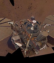 A selfie captured by InSight shows a buildup of dust on its solar panels. The NASA InSight lander, which has been revealing the mysterious interior of Mars since 2018, is coming to an end.
Mandatory Credit:	NASA/JPL-Caltech