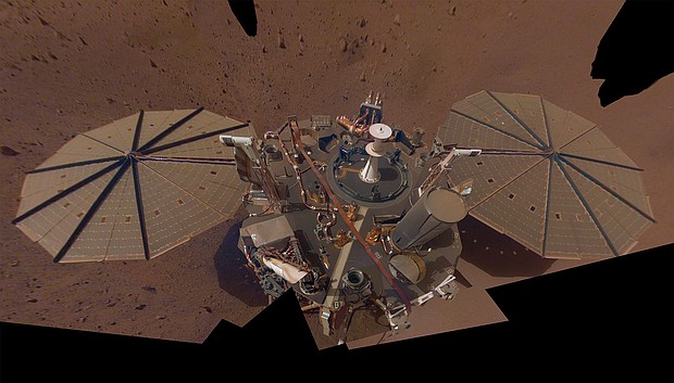 A selfie captured by InSight shows a buildup of dust on its solar panels. The NASA InSight lander, which has been revealing the mysterious interior of Mars since 2018, is coming to an end.
Mandatory Credit:	NASA/JPL-Caltech