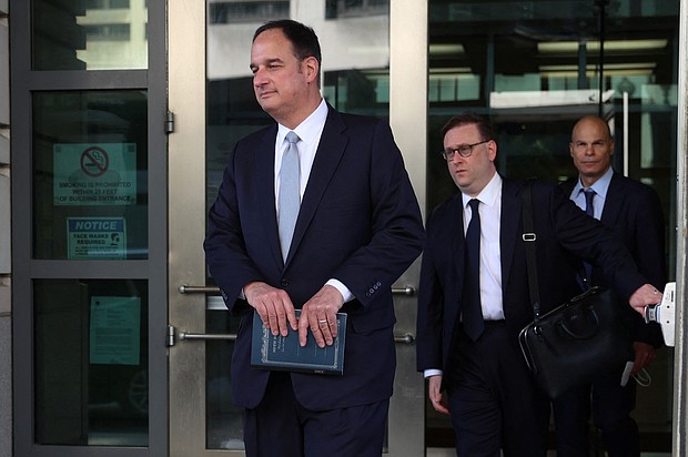 Hillary Clinton campaign lawyer, Michael Sussmann (front), currently on trial as part of special counsel John Durham's investigation, requested a mistrial in a late-night filing May 19.
Mandatory Credit:	JULIA NIKHINSON/REUTERS