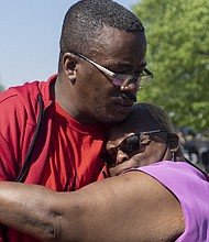 Some Buffalo shooting survivors hid in a milk cooler, waiting for the horror to stop.  Jerome Bridges barricaded himself and others in a backroom and hid until the gunman was detained.
Mandatory Credit:	Libby March/The Washington Post/Getty Images