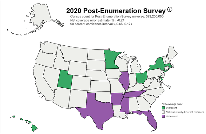New survey data from the U.S. Census Bureau shows Illinois was among six states that were undercounted in the 2020 census. (CREDIT: U.S. CENSUS BUREAU
