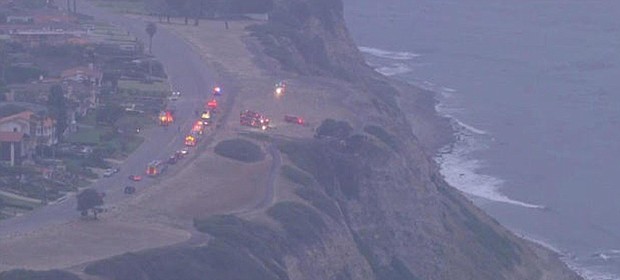 One person is dead and three others injured Monday after falling down a cliff in the Palos Verdes Estates area.
Mandatory Credit:	KCAL/KCBS
