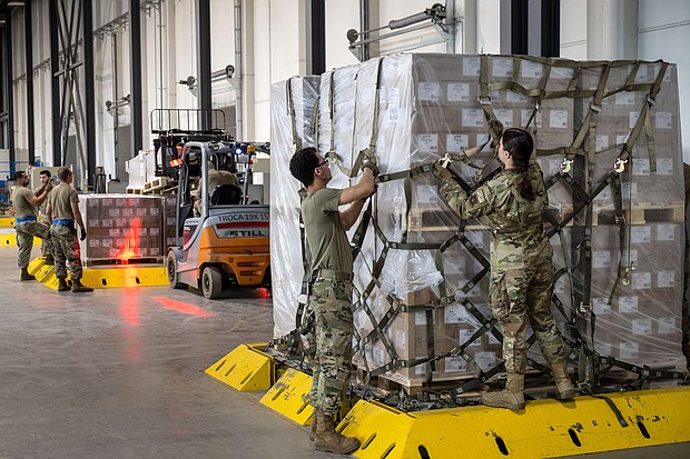 The baby formula arriving on a US military aircraft from Germany will be distributed to areas around the country where there is the most acute need, a Biden administration official told CNN, pictured here, on May 21, in Ramstein-Miesenbach, Germany.
Mandatory Credit:	Thomas Lohnes/Getty Images