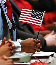 Candidates for U.S. citizenship wait to be administered the Oath of Allegiance by U.S. Supreme Court Justice Ruth Bader Ginsburg for U.S. citizenship on April 10, 2018 in New York City.
Mandatory Credit: Spencer Platt/Getty Images