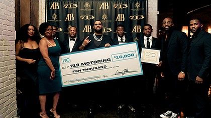 From left to right: Deshara Gross (Grant Liaison), Marquis Harris (Student), TreVon Demas (Student), Ashworth Barnes (713 Motoring CEO), William Lewis (Student), DeShawn Scott (Student), Isaac Yowman (IYO Agency CEO),
Marvin Pierre (8 Million Stories CEO)