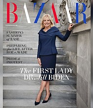First lady Dr. Jill Biden appears on the cover of the June/July cover of Harper's Bazaar magazine, the first time in the magazine's 155-year history a first lady has appeared on the cover, according to a release from the magazine.
Mandatory Credit:	Harper's BAZAAR