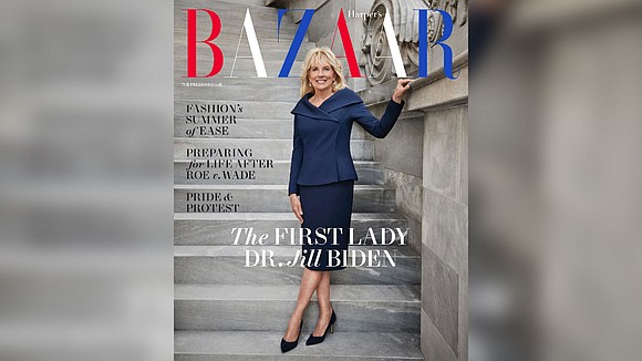 First lady Dr. Jill Biden appears on the cover of the June/July issue of Harper's Bazaar magazine, the first time …