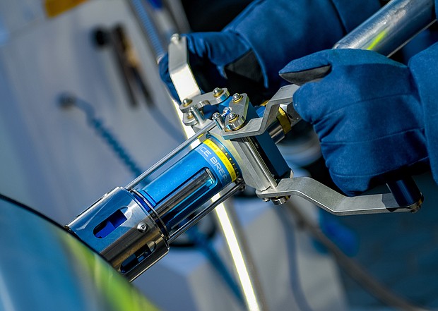 A driver refuels his vehicle at Shell's first public LNG (liquefied natural gas) brand filling station in Germany in September 2018 in Hamburg, Germany. Russia is about to shut off its natural gas supplies to Shell's German customers.
Mandatory Credit: Axel Heimken/picture alliance/Getty Images