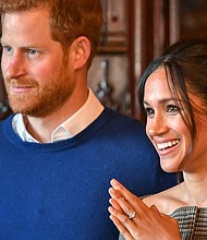 Prince Harry, left, and Meghan, Duchess of Sussex, will attend the Queen's birthday parade on June 2, in their first joint public appearance with the royal family since they quit as working royals two years ago.
Mandatory Credit:	Getty Images