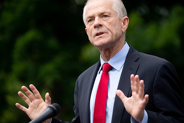 Peter Navarro speaks to the press outside of the White House in June 2020.
Mandatory Credit:	SAUL LOEB/AFP/Getty Images
