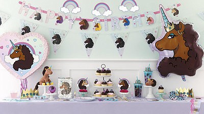 Afro Unicorn brings an assortment of party supplies to Walmart. (PRNewsfoto/Afro Unicorn)