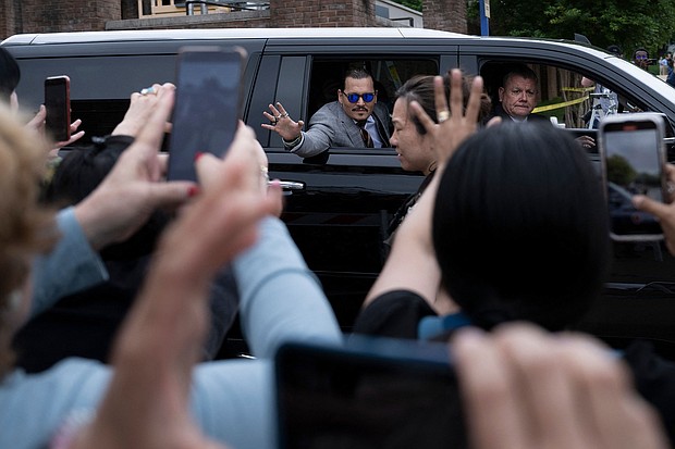 Since the conclusion of the defamation trial between Johnny Depp, seen here leaving a Virginia court on May 26, and his ex-wife Amber Heard, Depp has started a new TikTok account and used his first post to thank his supporters.
Mandatory Credit:	Brendan Smialowski/AFP/Getty Images