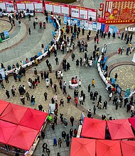 China is urging college graduates to seek jobs in the countryside as youth unemployment in urban areas soars to the highest level in history., and pictured, aerial photo shows a job fair held in Zigui, central China's Hubei Province, Feb. 8.
Mandatory Credit:	Zheng Jiayu/Xinhua/Getty Images