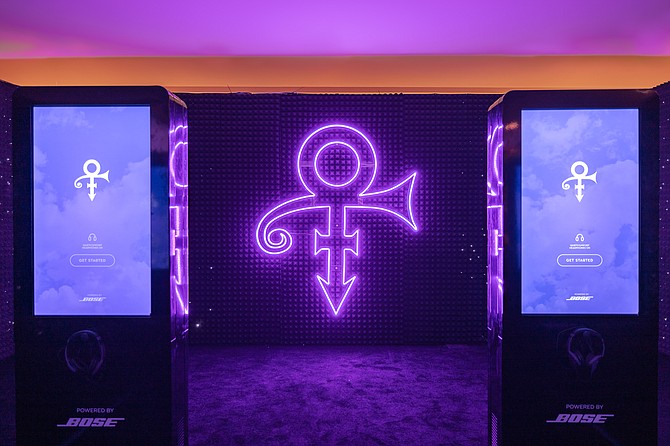 Prince: The Immersive Experience, in partnership with Bose, allows guests to create their own playlist of Prince songs. Photo credit: Superfly and Alive Coverage.