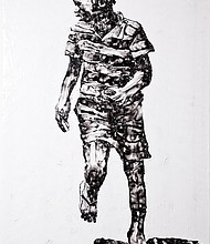 While other artists might use watercolors or oil paints, Mbongeni Buthelezi uses waste plastics to create highly textured portraits at his studio in Booysens, Johannesburg.
Mandatory Credit:	Mbongeni Buthelezi