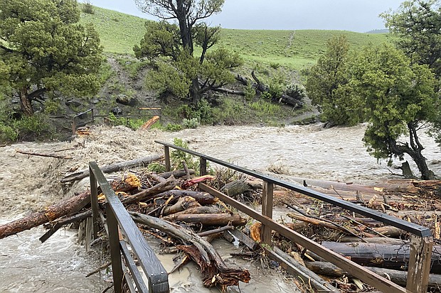 As the waters begin to recede after forcing Yellowstone National Park to close temporarily and prompting the evacuations of residents -- park officials are assessing the catastrophic damage while also bracing for the possibility of more flooding.
Mandatory Credit:	National Park Service/AP
