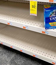 A box of Tampax Pearl tampons are seen on a shelf at a store in Washington, DC, on June 14. Tampons are in short supply and the global supply chain once again is to blame for causing a shortage of a consumer necessity.
Mandatory Credit:	Stefani Reynolds/AFP/Getty Images