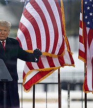 President Donald Trump greets the crowd on Jan. 6, 2021, in Washington, D.C.