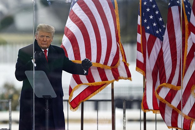 President Donald Trump greets the crowd on Jan. 6, 2021, in Washington, D.C.