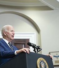 US President Joe Biden will call on Congress in a speech on June 22 to suspend federal gasoline and diesel taxes until the end of September, senior administration officials said.
Mandatory Credit:	Sarah Silbiger/Bloomberg/Getty Images