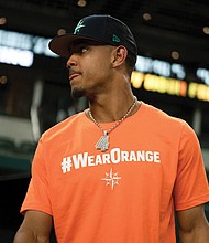 The Seattle Mariners’ support of gun violence awareness continues through June with an auction in which fans can bid on the orange T-shirts with #WearOrange on the chest worn by players during batting practice on June 3. Each shirt will be autographed by the player who wore it.