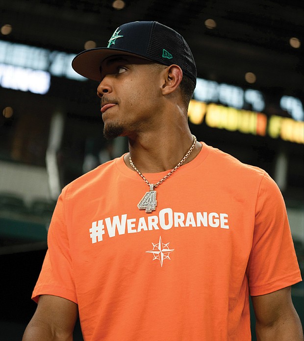 The Seattle Mariners’ support of gun violence awareness continues through June with an auction in which fans can bid on the orange T-shirts with #WearOrange on the chest worn by players during batting practice on June 3. Each shirt will be autographed by the player who wore it.