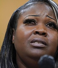 Wandrea “Shaye” Moss, a former Georgia election worker, testifies Tuesday as the House select committee investigating the Jan. 6 attack on the U.S. Capitol continues to reveal its findings of a year-long investigation, at The Capitol in Washington.