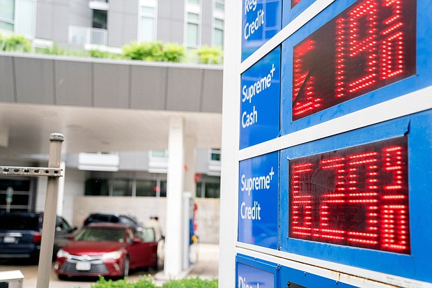 Gas prices are displayed on a sign in Washington, DC, on June 14. The oil industry is calling for a "tone shift" from the White House on finger-pointing over rising gas prices.
Mandatory Credit:	Stefani Reynolds/AFP/Getty Images/FILE