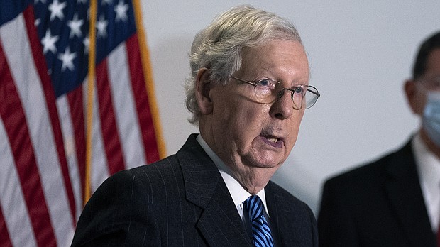 Senate Minority Leader Mitch McConnell was one of 15 Senate Republicans to vote to break a filibuster on a gun safety bill.
Mandatory Credit:	Stefani Reynolds/Getty Images