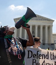 President Joe Biden is bracing for a Supreme Court ruling that would strip away nationwide abortion rights in the US, and pictured, protestors  in Washington, DC, United States on June 13th.
Mandatory Credit:	Nathan Posner/Anadolu Agency/Getty Images