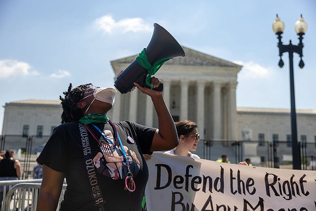 President Joe Biden is bracing for a Supreme Court ruling that would strip away nationwide abortion rights in the US, and pictured, protestors  in Washington, DC, United States on June 13th.
Mandatory Credit:	Nathan Posner/Anadolu Agency/Getty Images