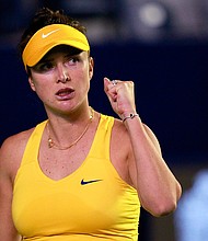 Elina Svitolina of Ukraine celebrates a point during a match against Russia's Anastasia Potapova on March 1 in Monterrey, Mexico. Svitolina says she has a "mission" to help her country
Mandatory Credit:	Jam Media/Getty Images