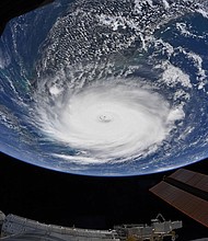 Hurricane Dorian in 2019 from the International Space Station. A study found that the frequency of hurricanes and typhoons is decreasing.
Mandatory Credit:	NASA