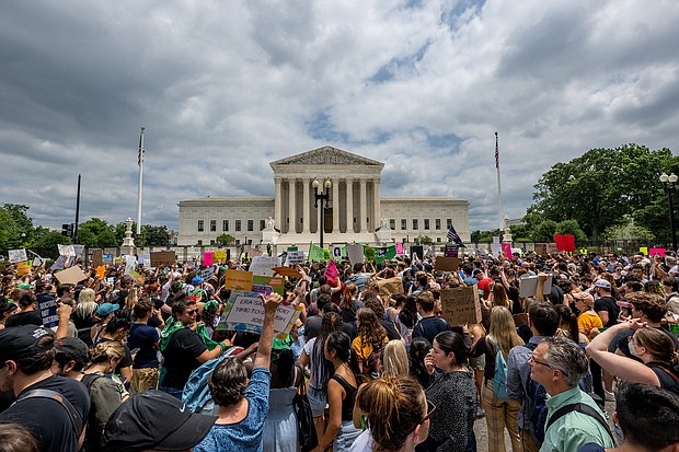 People protest in response to the Dobbs v Jackson Women's Health Organization ruling in front of the U.S. Supreme Court on June 24.
Mandatory Credit:	Brandon Bell/Getty Images
