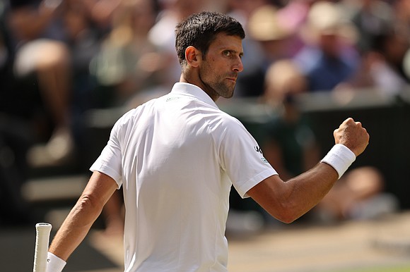 Novak Djokovic got his Wimbledon title defense off to a winning start on Monday, but he had to work hard …