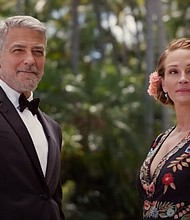 "Ocean's Eleven" co-stars George Clooney and Julia Roberts are back in the romantic comedy "Ticket to Paradise," the first either has done in years.
Mandatory Credit:	Universal Pictures