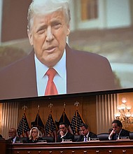 Cassidy Hutchinson, an aide to former White House chief of staff Mark Meadows, testified during a congressional hearing that she heard a secondhand account of how former President Donald Trump was so enraged at his Secret Service for blocking him from going to the Capitol that he lunged to the front of his vehicle and tried to turn the wheel.
Mandatory Credit:	Mandel Ngan/AFP/Getty Images