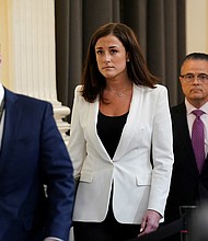 Cassidy Hutchinson, an aide to former White House Chief of Staff Mark Meadows during the administration of former President Donald Trump, arrives to testify during a public hearing to investigate the January 6 Attack on the U.S. Capitol, on Capitol Hill in Washington on June 28.
Mandatory Credit:	Kevin Lamarque/Reuters