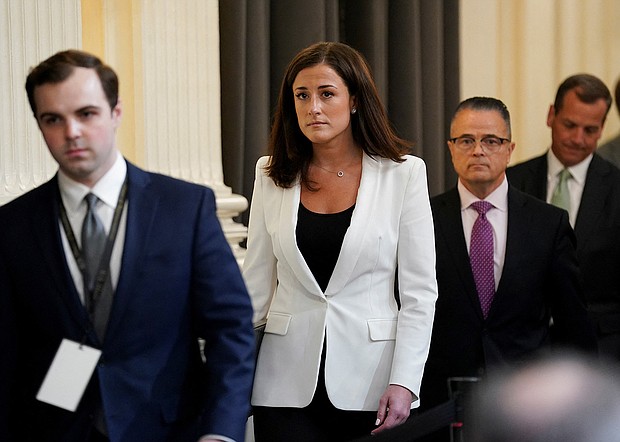 Cassidy Hutchinson, an aide to former White House Chief of Staff Mark Meadows during the administration of former President Donald Trump, arrives to testify during a public hearing to investigate the January 6 Attack on the U.S. Capitol, on Capitol Hill in Washington on June 28.
Mandatory Credit:	Kevin Lamarque/Reuters