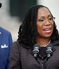 Judge Ketanji Brown Jackson, right, is set to join the Supreme Court on June 30, making history as the first female African-American justice and beginning what could be a decades-long tenure. But as she starts her job, the court is in turmoil.
Mandatory Credit:	Chip Somodevilla/Getty Images