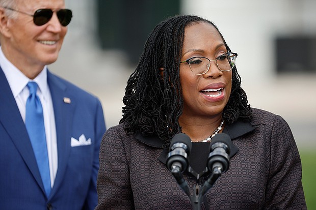 Judge Ketanji Brown Jackson, right, is set to join the Supreme Court on June 30, making history as the first female African-American justice and beginning what could be a decades-long tenure. But as she starts her job, the court is in turmoil.
Mandatory Credit:	Chip Somodevilla/Getty Images