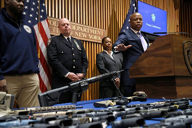 New York City officials are scheduled to announce on June 29 the city is filing lawsuits against five retailers of so-called ghost guns.
Mandatory Credit:	John Lamparski/Sipa USA/AP