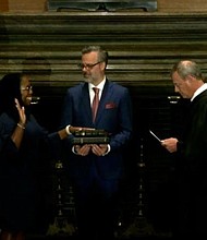 Ketanji Brown Jackson joins US Supreme Court as first Black woman on the bench.
Mandatory Credit:	Supreme Court