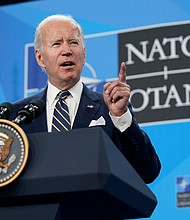 US President Joe Biden said on June 30 that he would support making an exception to the filibuster in order to codify abortion rights and the right to privacy through legislation passed by Congress.
Mandatory Credit:	Susan Walsh/AP
