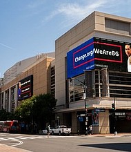 Free Brittney Griner billboard campaign launch at Capital One Arena, Washington, D.C. on July 1st, 2022 [Image Credit: Brady Gaskin of ReJoyce Photo]
