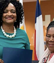 Charlene Ward Johnson with U.S. Rep. Sheila Jackson Lee.