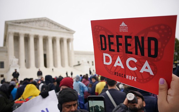 Immigration rights activists take part in a rally in front of the US Supreme Court in Washington, DC in November 2019.
Mandatory Credit:	MANDEL NGAN/AFP/Getty Images