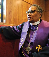 Bishop Teresa Jefferson-Snorton of the Christian Methodist Episcopal Church is shown at Moody Temple CME Church in Fairfield, Ala., in November 2021. Bishop Jefferson-Snorton was the CME Church’s first woman bishop.