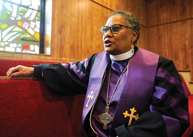 Bishop Teresa Jefferson-Snorton of the Christian Methodist Episcopal Church is shown at Moody Temple CME Church in Fairfield, Ala., in November 2021. Bishop Jefferson-Snorton was the CME Church’s first woman bishop.